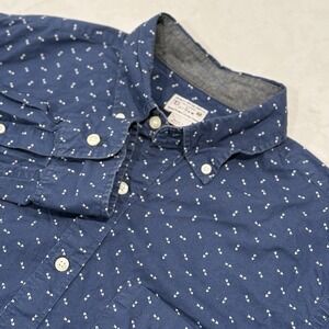 J.Crew Navy 100% Cotton Dress Shirt Mens Medium White Arrow Accent